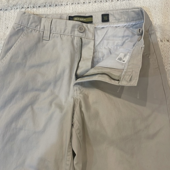 Old Navy khaki pants plain front adjustable waist pockets 100% cotton boys 16 - Picture 3 of 13